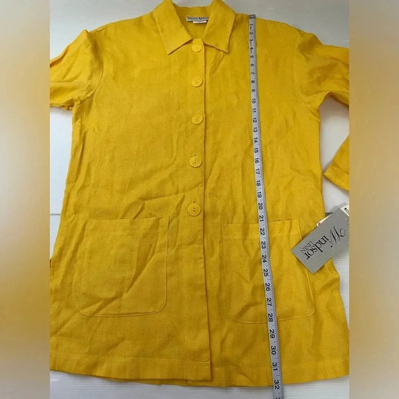 VTG Sharon Anthony Deadstock Yellow Windsor Linen Button Front Tunic Size 10 - Picture 6 of 8